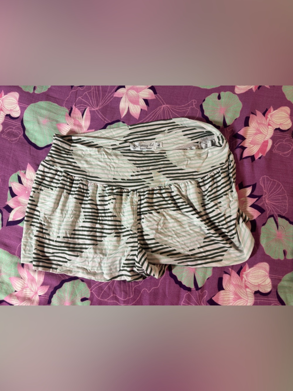 Fighting Eel Green and White Striped Athletic Shorts